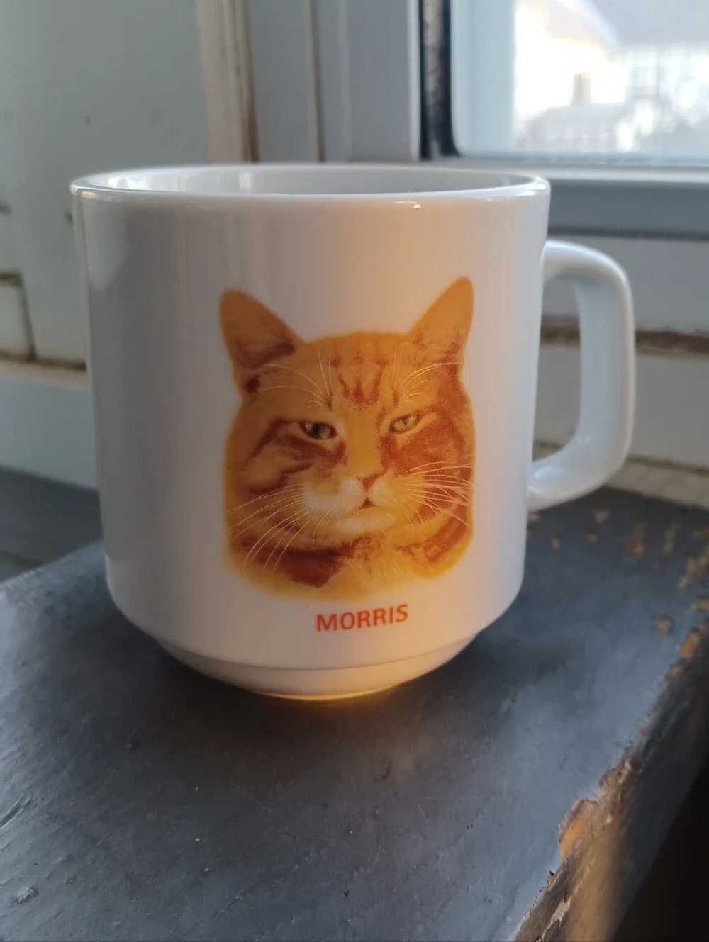 Vintage 80s Morris the orange cat ceramic coffee cup